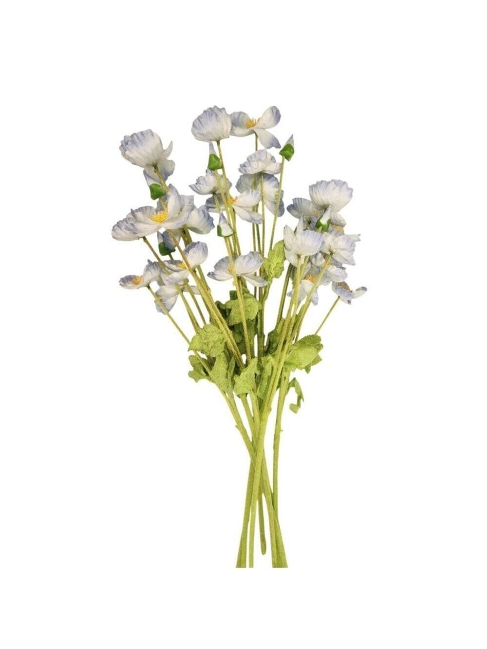 Artificial Silk Poppy Flowers Light Blue Faux Wildflower Bouquet 8 Stems 24 Inch
